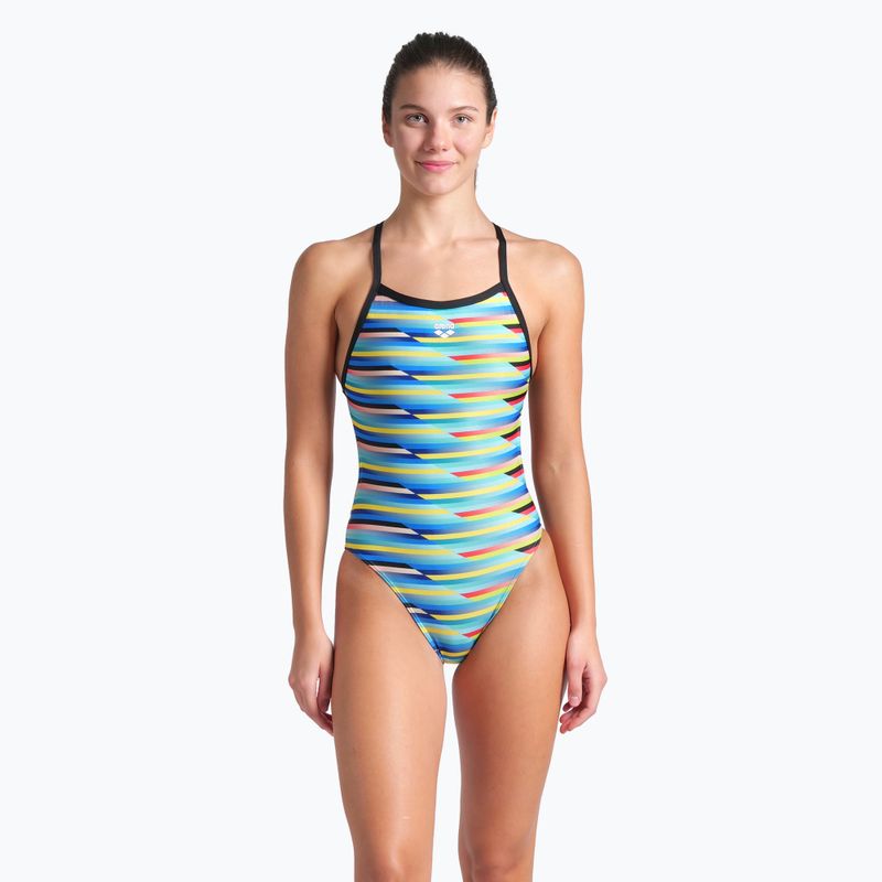 Strój pływacki jednoczęściowy damski arena Racing Stripe Xcriss Cross black multi/black 5