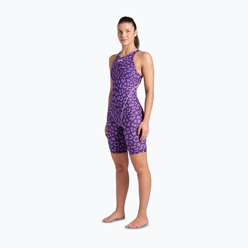 Strój pływacki jednoczęściowy damski arena Powerskin ST Next LE Open Back leopard skin violet 2