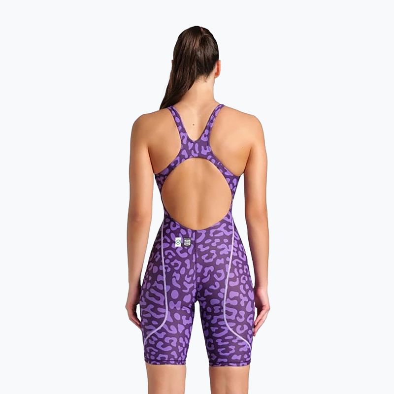 Strój pływacki jednoczęściowy damski arena Powerskin ST Next LE Open Back leopard skin violet 3