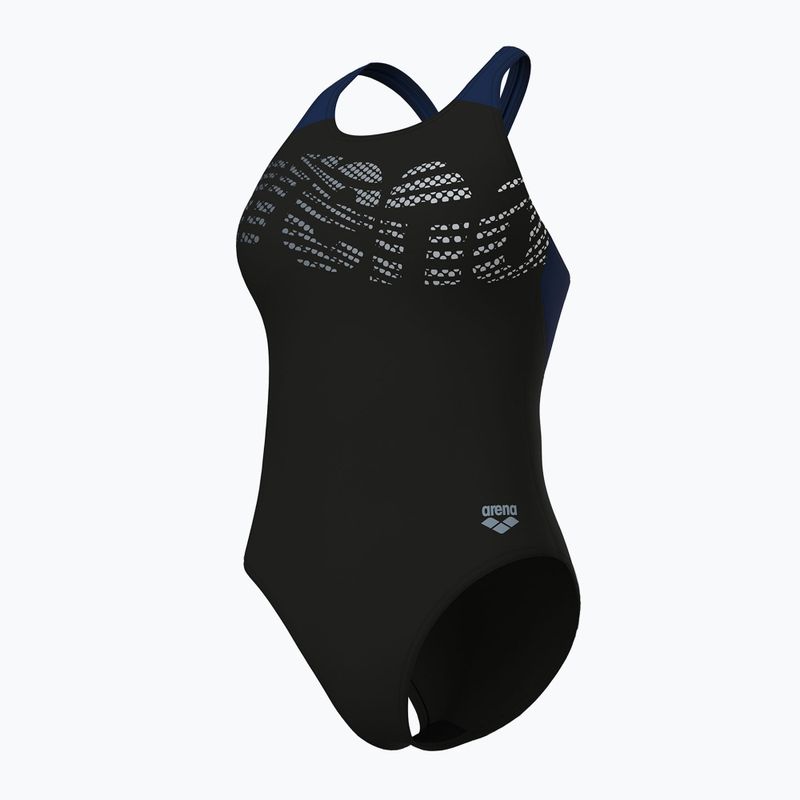 Strój pływacki jednoczęściowy damski arena Flowing V Back black/navy 4