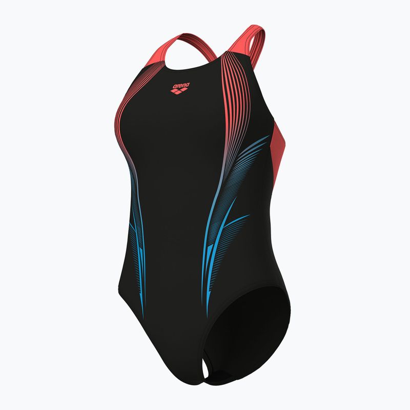 Strój pływacki jednoczęściowy damski arena Blast V Back black/calypso coral 4