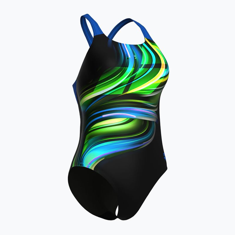 Strój pływacki jednoczęściowy damski arena Bloom Swim Pro Back Lb multi black/black/blue china 3