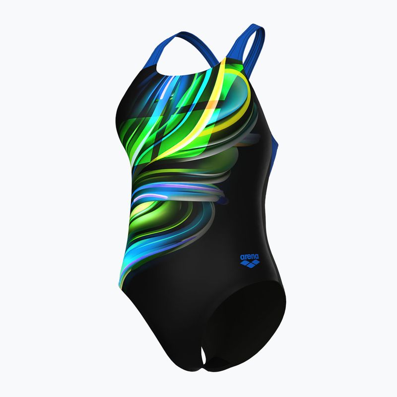 Strój pływacki jednoczęściowy damski arena Bloom Swim Pro Back Lb multi black/black/blue china 4