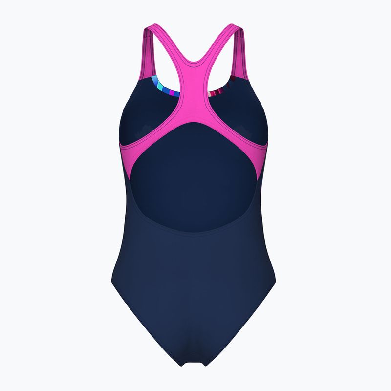Strój pływacki jednoczęściowy damski arena Bloom Swim Pro Back Lb multi navy/navy/shocking pink 2