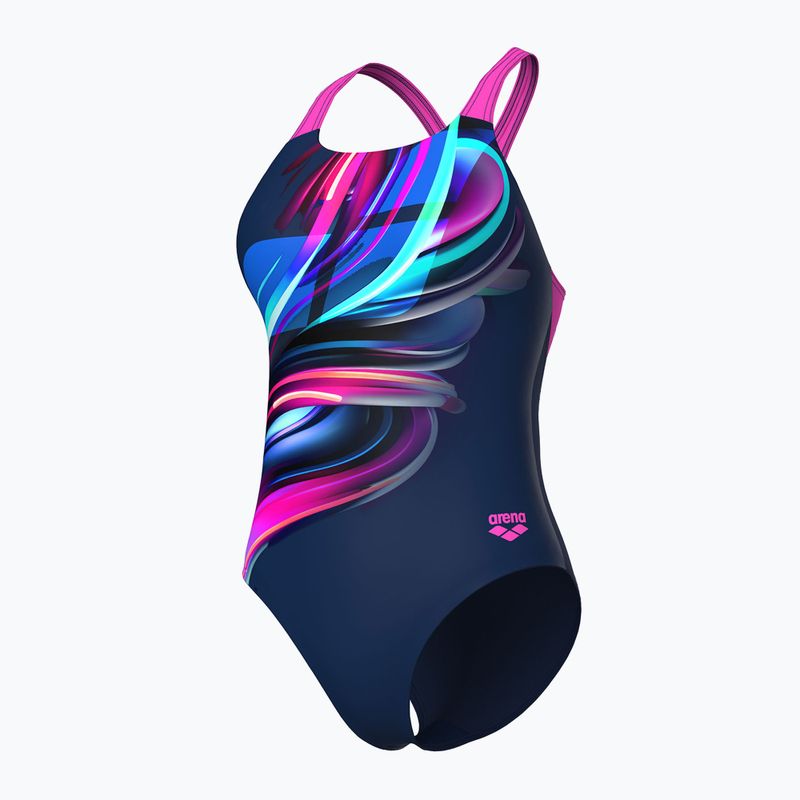 Strój pływacki jednoczęściowy damski arena Bloom Swim Pro Back Lb multi navy/navy/shocking pink 4