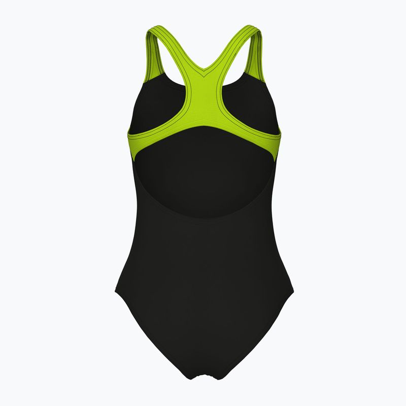 Strój pływacki jednoczęściowy dziecięcy arena Sound Track Swim Pro Back black/artic lime 2