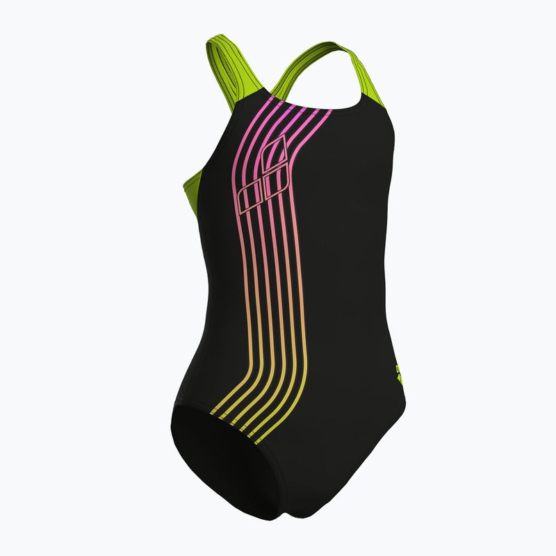 Strój pływacki jednoczęściowy dziecięcy arena Sound Track Swim Pro Back black/artic lime 3