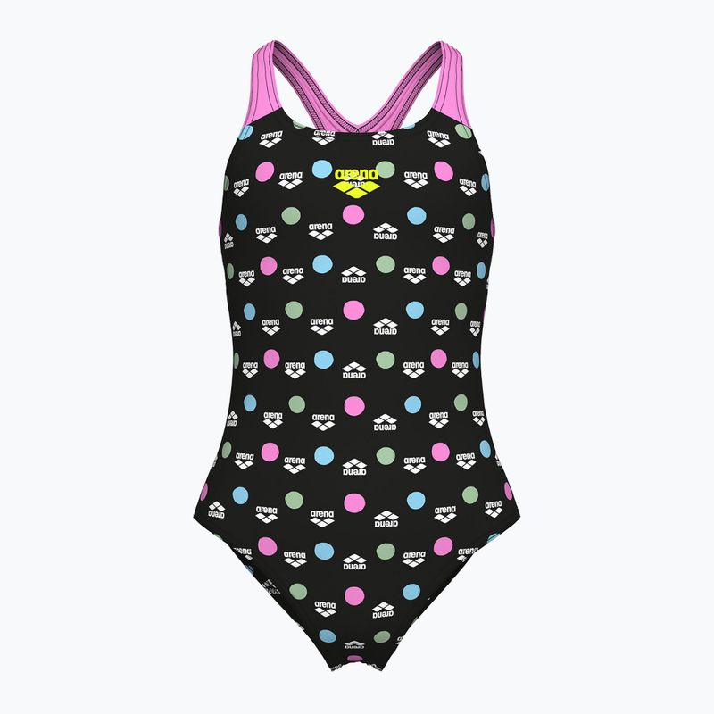 Strój pływacki jednoczęściowy dziecięcy arena Multiple Dot Swim Pro Back multi black/orchid