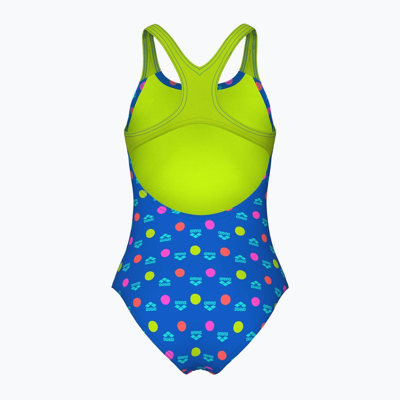 Strój pływacki jednoczęściowy dziecięcy arena Multiple Dot Swim Pro Back multi blue/artic lime 2