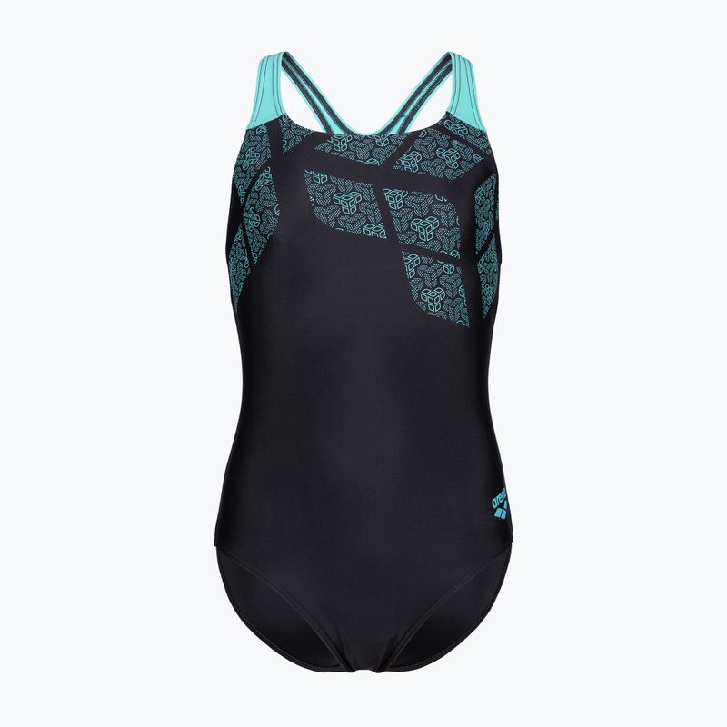 Strój kąpielowy jednoczęściowy dziecięcy arena Kikko Swim Pro Back black/water