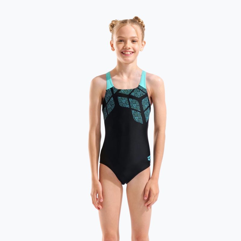 Strój kąpielowy jednoczęściowy dziecięcy arena Kikko Swim Pro Back black/water 5