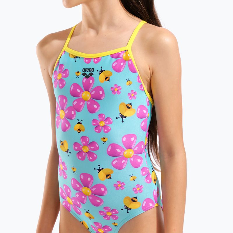 Strój pływacki jednoczęściowy dziecięcy arena Spring Lightdrop Back water multi/yellow star 8