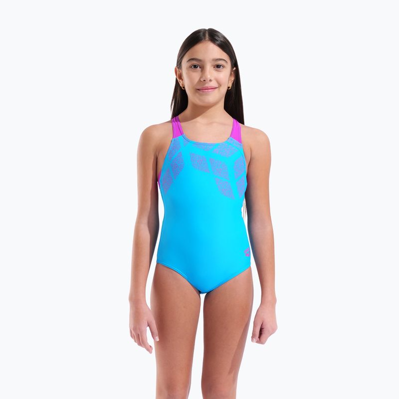 Strój kąpielowy jednoczęściowy dziecięcy arena Kikko Swim Pro Back turquoise/very fuchsia 5