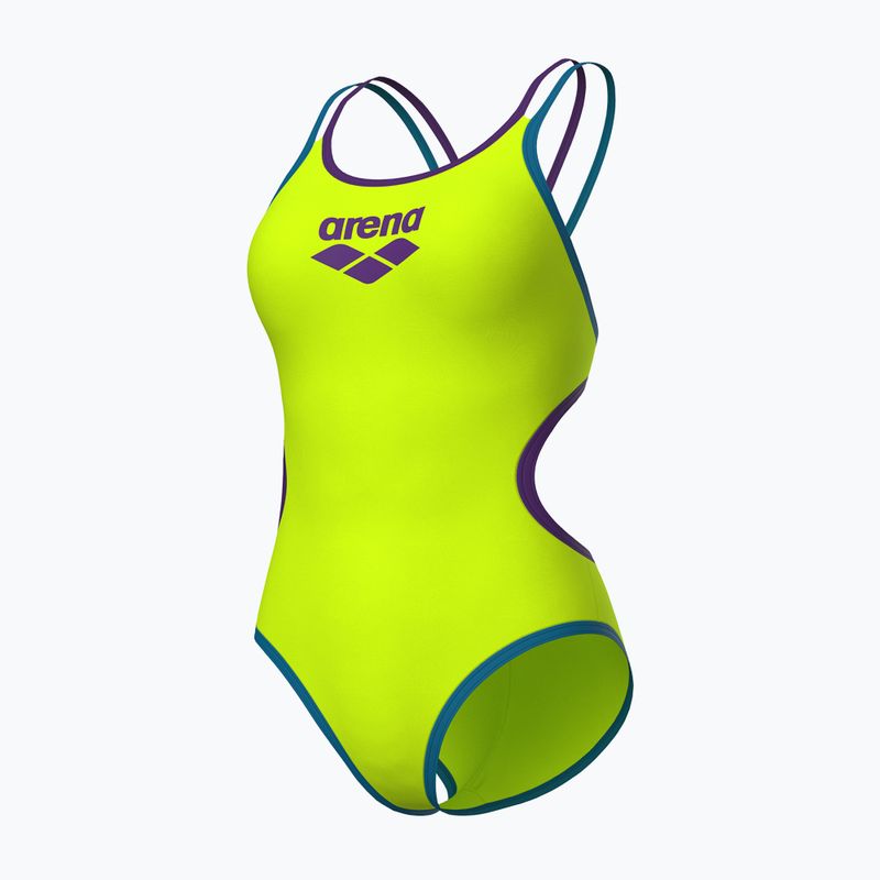 Strój pływacki jednoczęściowy damski arena One Double Cross Back One Piece artic lime/plum/blue cosmo 3