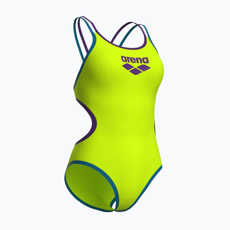 Strój pływacki jednoczęściowy damski arena One Double Cross Back One Piece artic lime/plum/blue cosmo 4