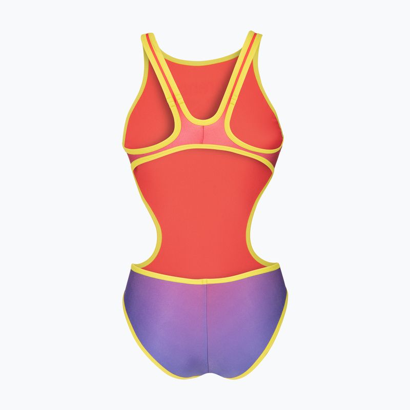 Strój pływacki jednoczęściowy damski arena One Shaded Print Tech One Back bright coral royal multi/soft green 2