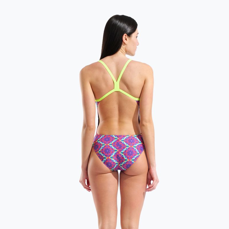 Strój pływacki jednoczęściowy damski arena Floral Challange Back violet multi/artic lime 3