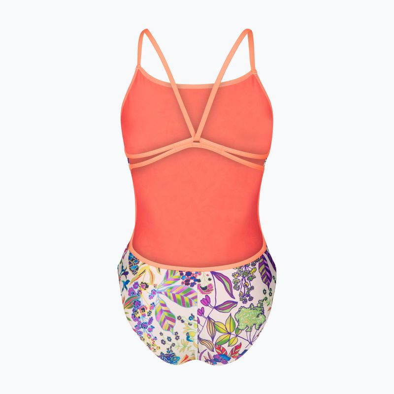 Strój pływacki jednoczęściowy damski arena Painting Lace Back multi/bright coral 2