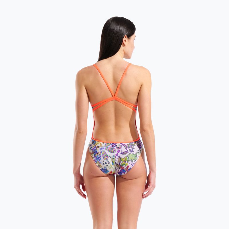 Strój pływacki jednoczęściowy damski arena Painting Lace Back multi/bright coral 7