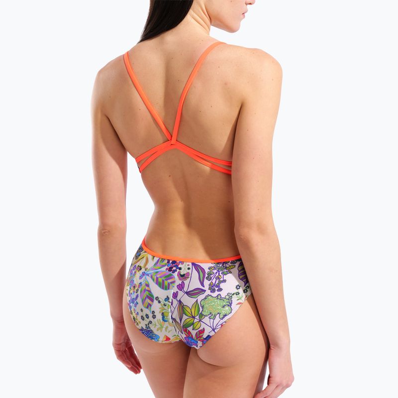 Strój pływacki jednoczęściowy damski arena Painting Lace Back multi/bright coral 9
