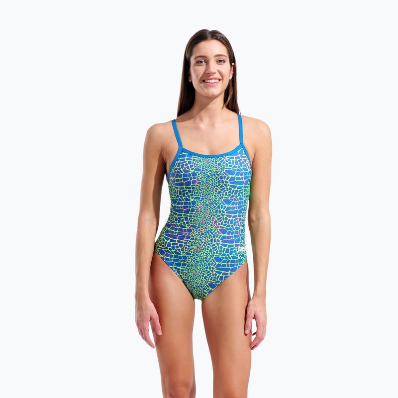 Strój pływacki jednoczęściowy damski arena Snake Skin Challenge blue cosmo multi/blue cosmo 5
