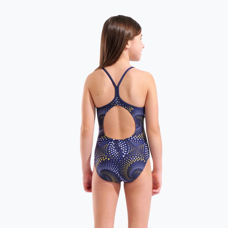 Strój kąpielowy jednoczęściowy dziecięcy arena Fireflow Lightdrop Back navy/team navy yellow 7
