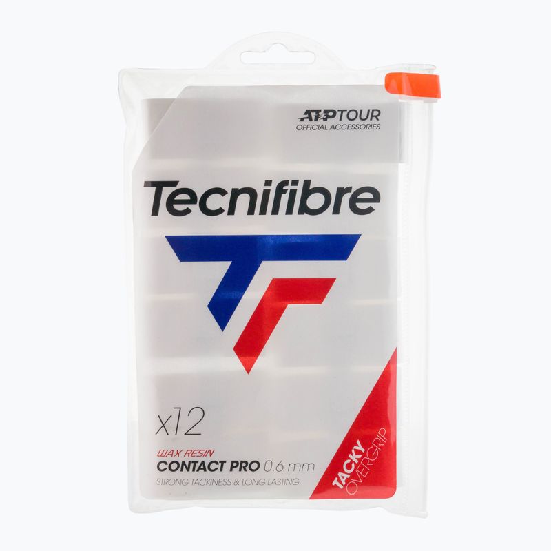 Owijki do rakiet tenisowych Tecnifibre Contact Pro 12 szt. white