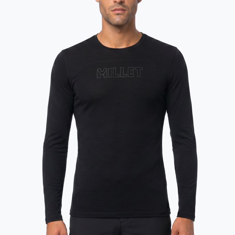 Longsleeve trekkingowy męski Millet Ubic Wool LS Pullover black