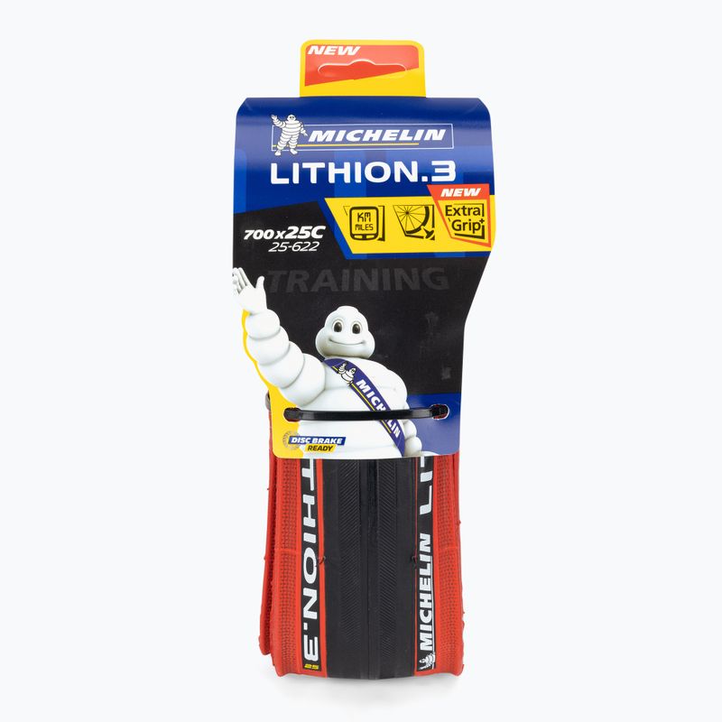Opona rowerowa Michelin Lithion3 TS Kevlar Performance Line 700 x 25C red 2