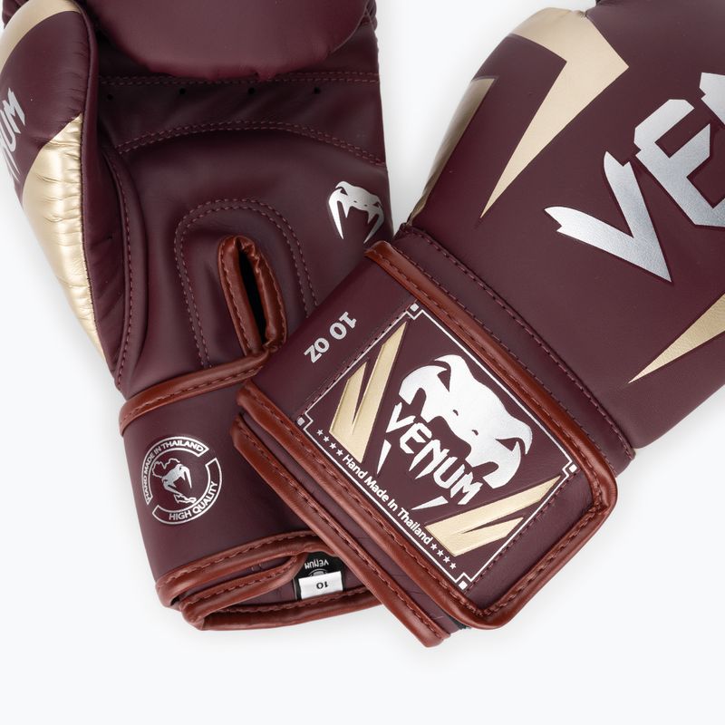 Rękawice bokserskie Venum Elite burgundy/gold 4