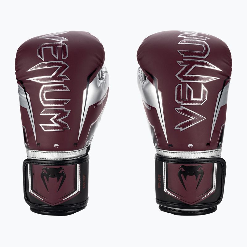 Rękawice bokserskie Venum Elite Evo burgundy/silver