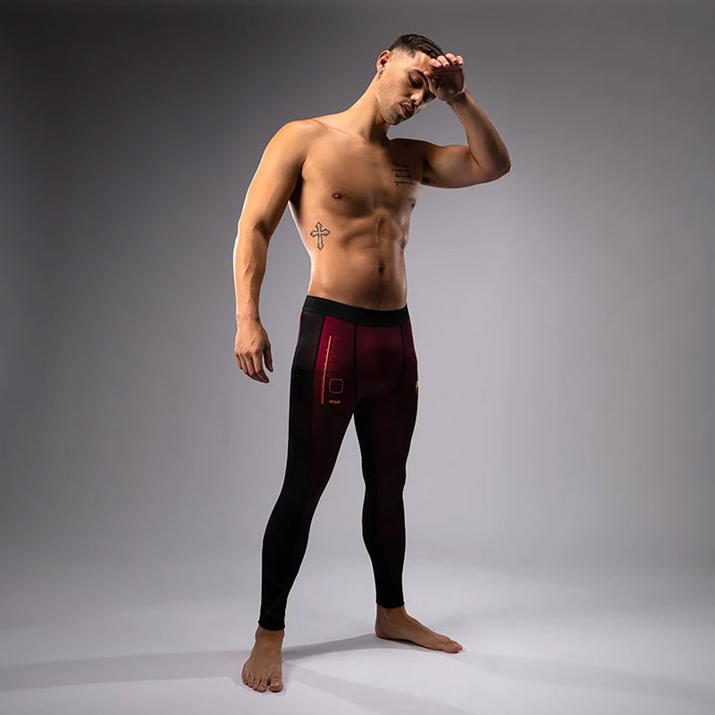 Legginsy treningowe męskie Venum Tactical XT Spats black/burgundy/gold 2