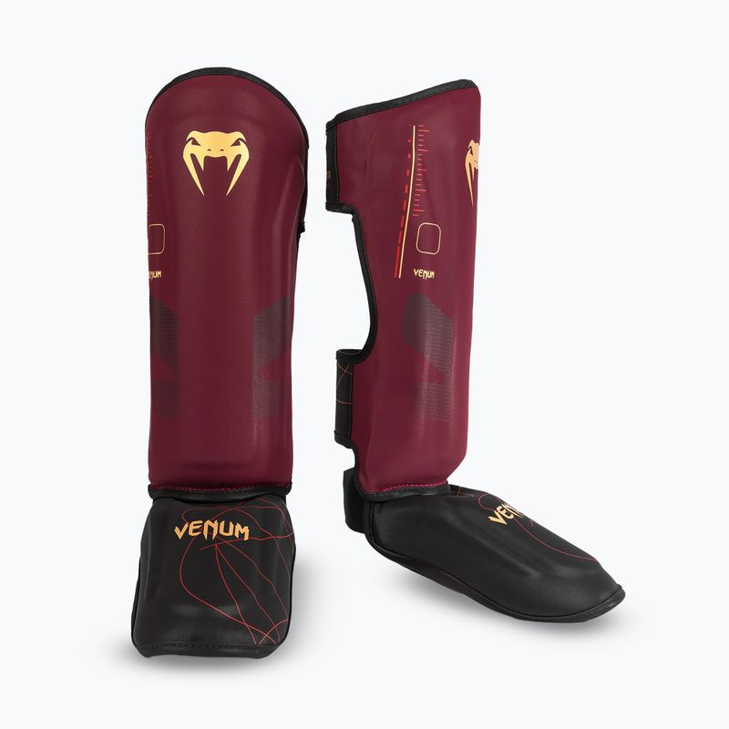Ochraniacze piszczeli i stóp damskie Venum Tactical XT Shinguards black/burgundy/gold 2