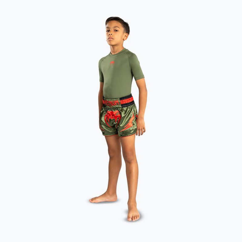 Spodenki treningowe dziecięce Venum Inferno Kids Muay Thai army green/orange 2