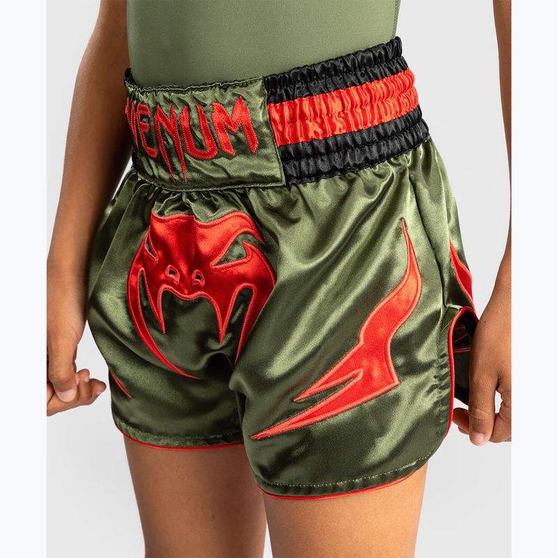 Spodenki treningowe dziecięce Venum Inferno Kids Muay Thai army green/orange 5