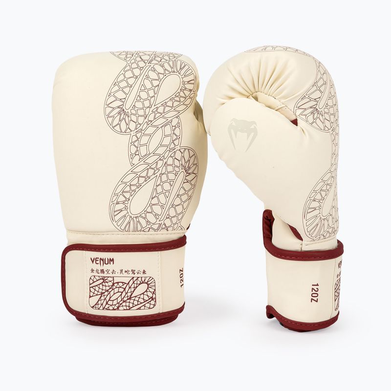 Rękawice bokserskie Venum Serpenti Boxing burgundy/ivory 2