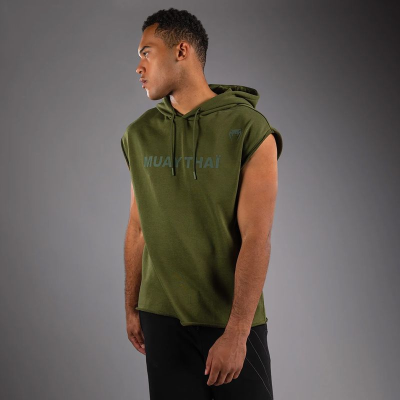 Bluza męska Venum Muay Thai VT Sleeveless Hoodie military green 3
