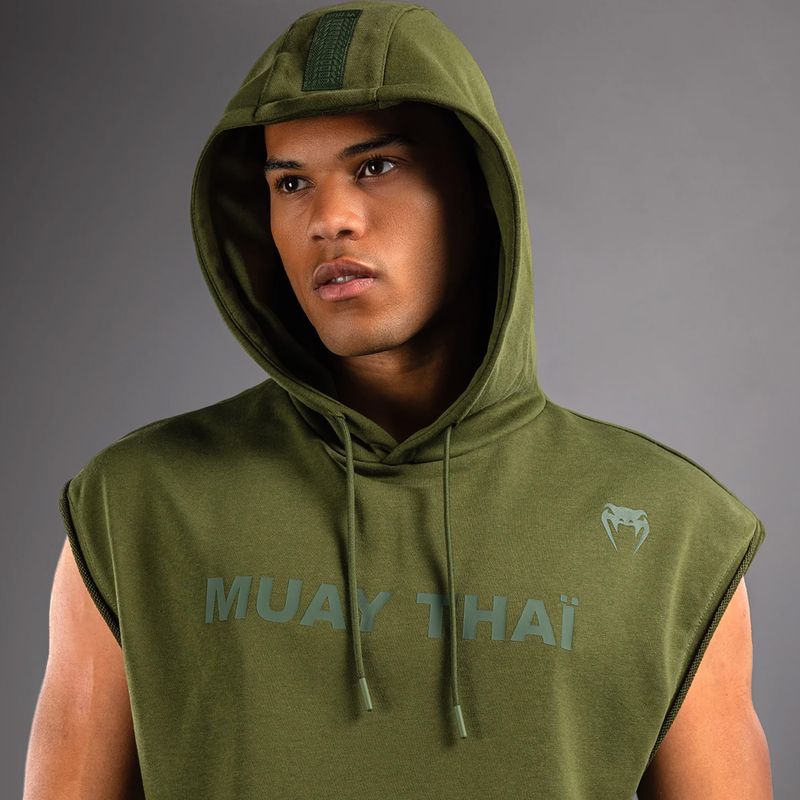 Bluza męska Venum Muay Thai VT Sleeveless Hoodie military green 4