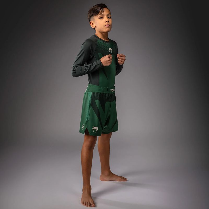 Spodenki treningowe dziecięce Venum Attack Kids Fightshorts forest green/off white 2