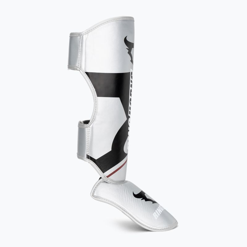Ochraniacze piszczeli i stóp Venum Ringhorns Charger Shin silver/black 2