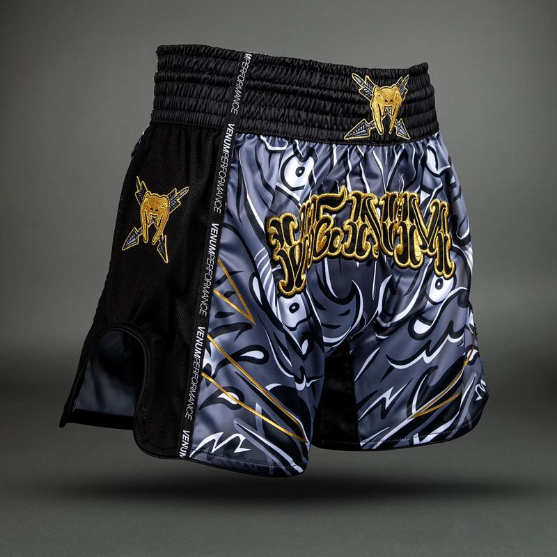 Spodenki treningowe męskie Venum Wolf Atak Muay Thai Shorts black/grey 3