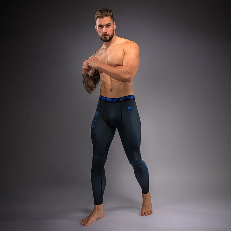 Legginsy treningowe męskie Venum Thunder Dragon Spats Black/Royal Blue 2
