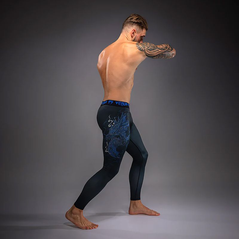 Legginsy treningowe męskie Venum Thunder Dragon Spats Black/Royal Blue 4