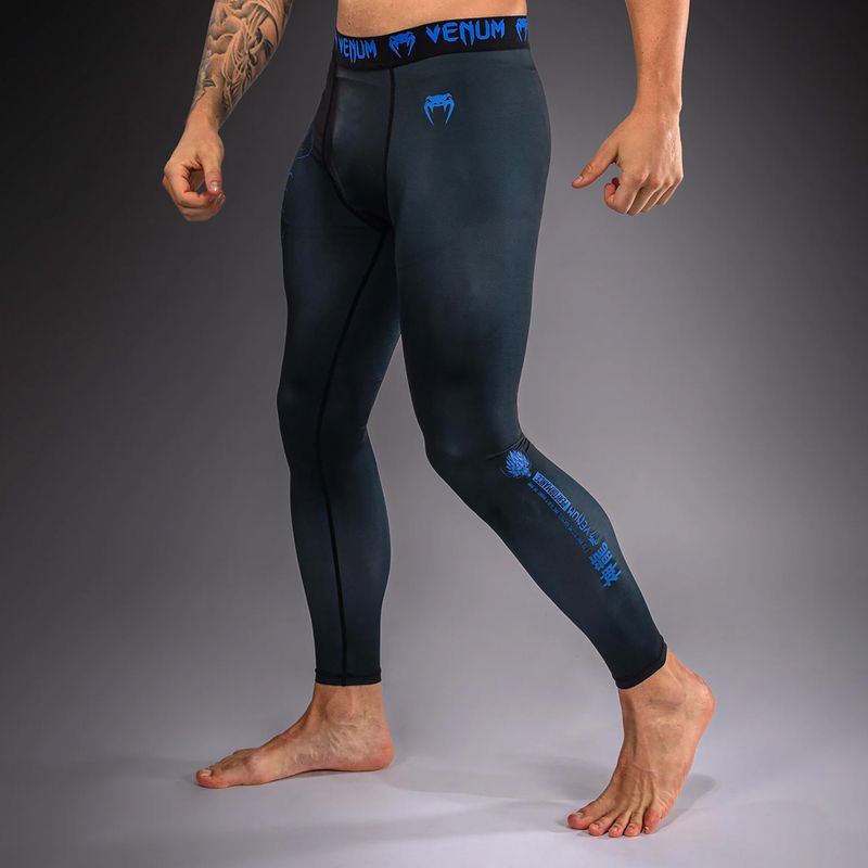 Legginsy treningowe męskie Venum Thunder Dragon Spats Black/Royal Blue 5