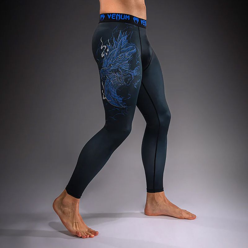 Legginsy treningowe męskie Venum Thunder Dragon Spats Black/Royal Blue 6