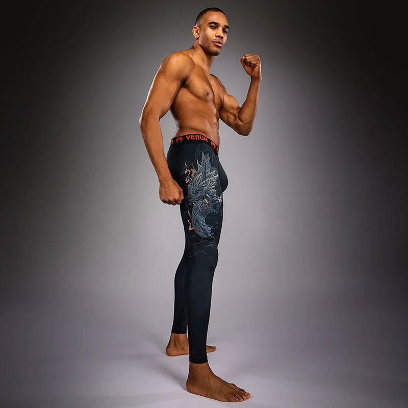 Legginsy treningowe męskie Venum Thunder Dragon Spats Black/Grey/Copper 3