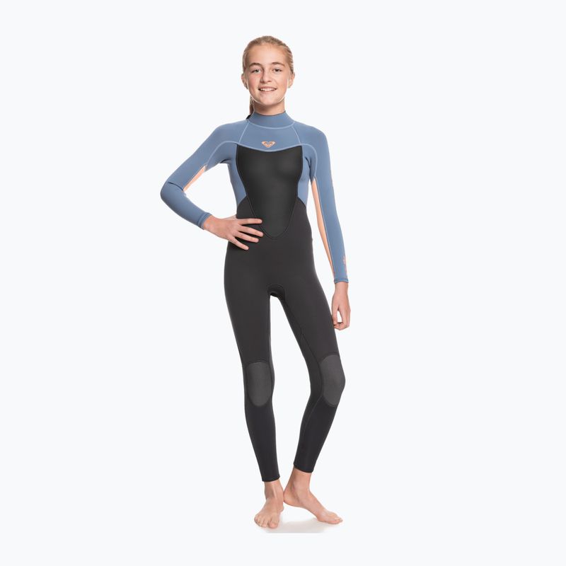 Pianka do pływania dziecięca ROXY 4/3 mm Prologue Back Zip GBS cloud black/ powderdgrey/sunglow