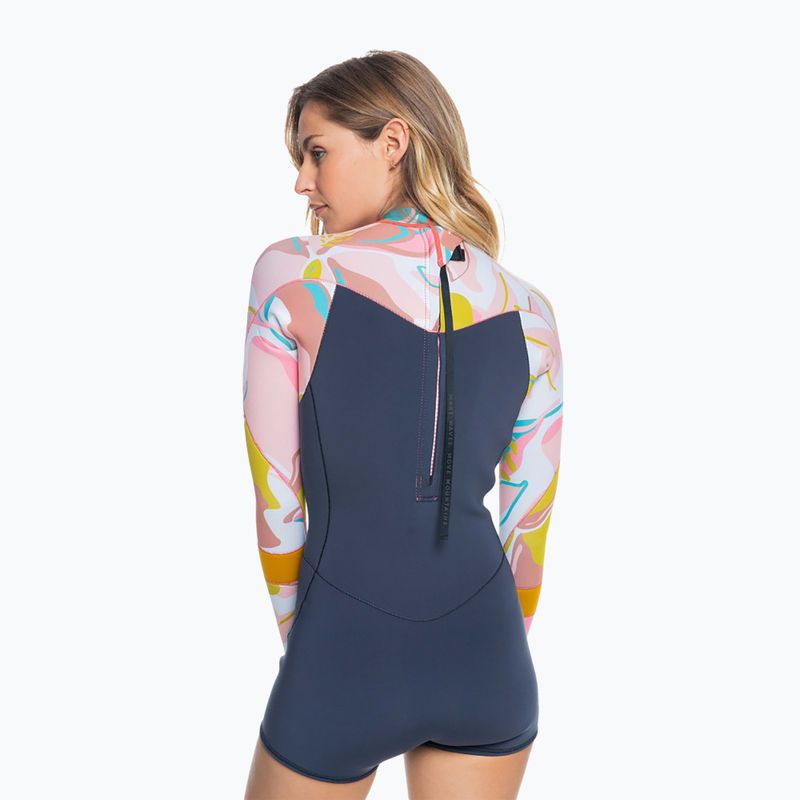 Pianka do pływania damska ROXY 2/2 mm Syncro Back Zip Springsuit Qlock jet gry/coral flme/temple gold 8