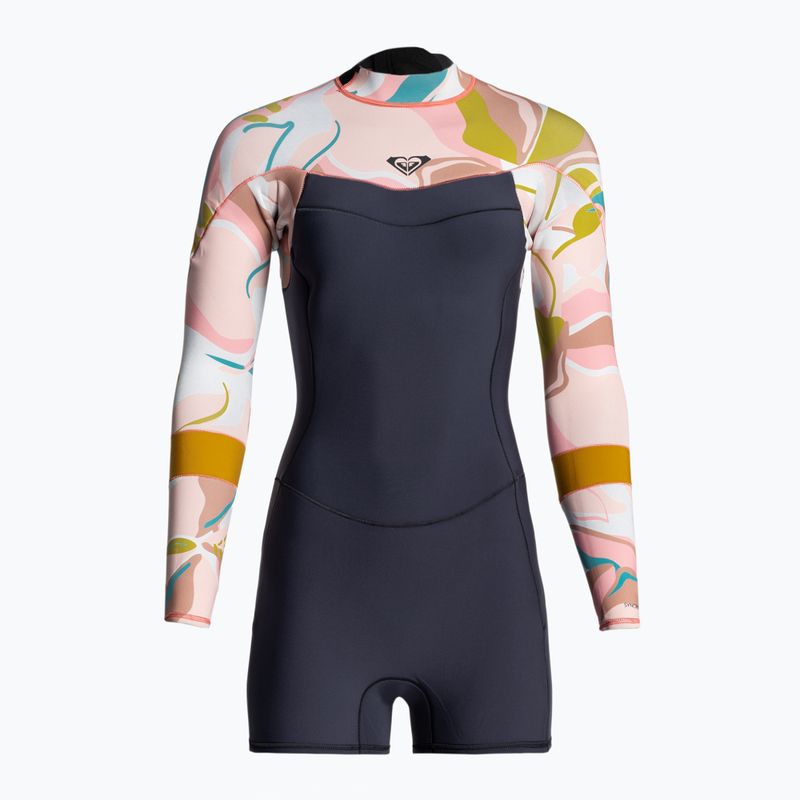 Pianka do pływania damska ROXY 2/2 mm Syncro Back Zip Springsuit Qlock jet gry/coral flme/temple gold 2