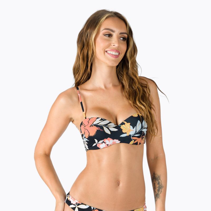 Góra od stroju kąpielowego ROXY Beach Classics Moulded Bandeau anthracite/island vibes